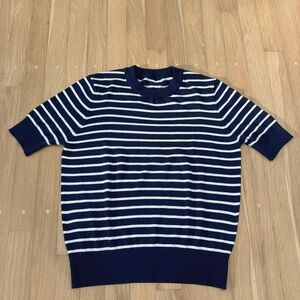 Wool half sleeve Navy Blue Striped women’s Sweater